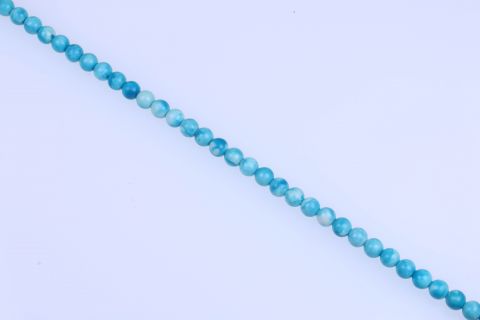Strang Edelstein gefärbt, türkis weiß, Kugel, 10mm, 40cm