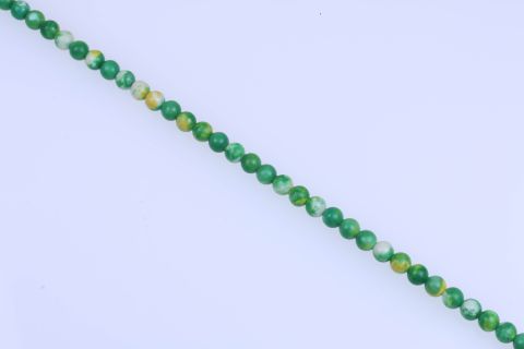 Strang Edelstein gefärbt, grün gelb weiß, Kugel, 10mm, 40cm