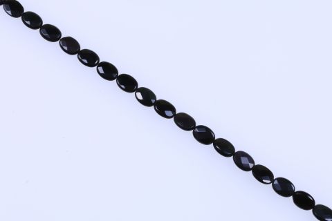 Strang Obsidian, schwarz, Oval, facettiert, 12x16mm, 40cm