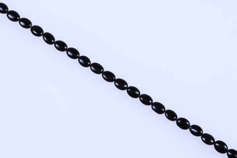 Strang Achat, schwarz, oval, 10x14mm, 39cm