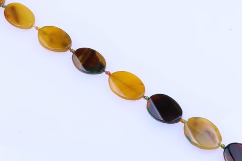 Strang Achat, gelb braun, oval, 26x35mm, 39cm