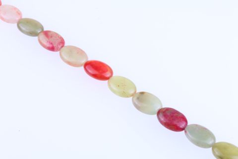 Strang Achat, himbeer beige grün, oval, 13x18mm, 39cm