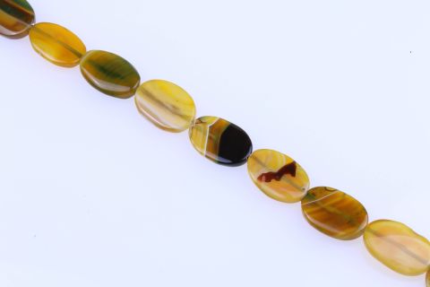Strang Achat, gelb grün, oval, 24x36mm, 38cm