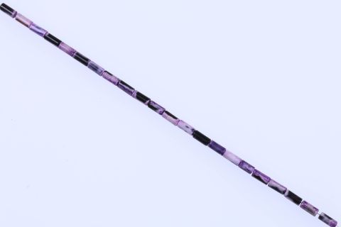 Strang Achat, lila schwarz, Walze, 6x12mm, 34cm