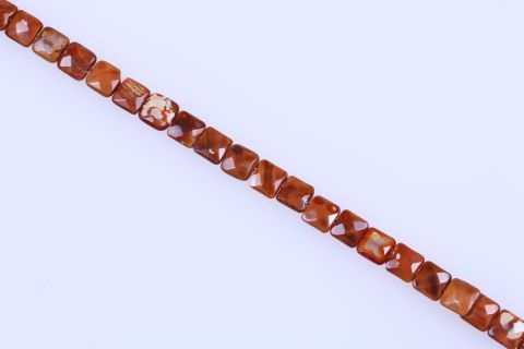 Strang Achat, terrakotta, Viereck facettiert, 14x14mm, 39cm