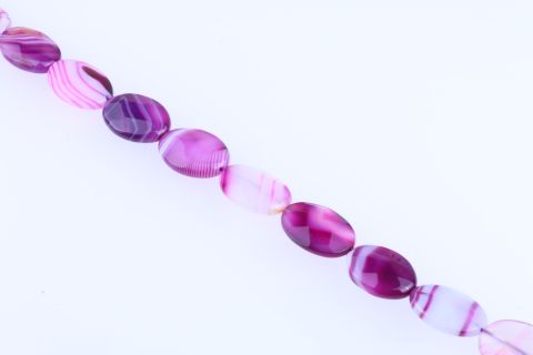 Strang Achat, fuchsia weiß, oval facettiert, 13x18mm, 38cm