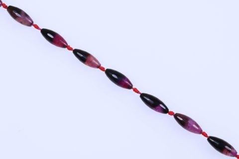 Strang Achat, schwarz pink, Olive facettiert, 12x30mm, 39cm