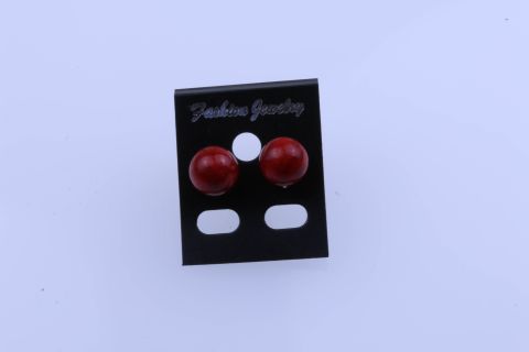 Ohrstecker Schaumkoralle, rot, Kugel, 10mm, 925 Silber