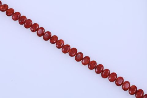 Strang Schaumkoralle, rot, oval mittig gebohrt, 13x18mm, 40cm