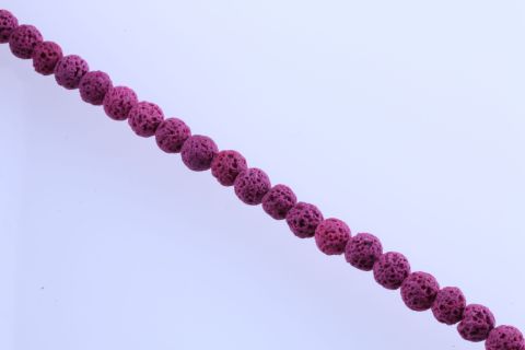 Strang Lava, gefärbt, pink, Kugel, 8mm, 39cm