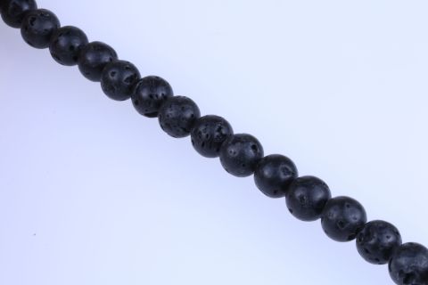 Strang Lava, schwarz, Kugel, 12mm, 39cm