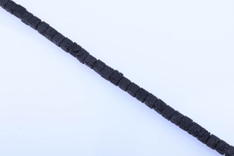 Strang Lava poliert, schwarz, Würfel, 12x12mm, 41cm