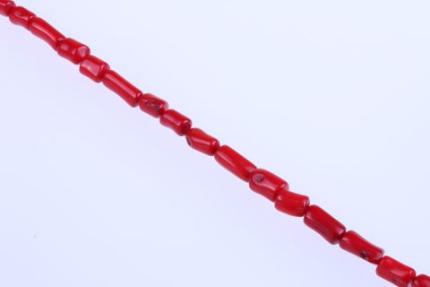 Strang Bambuskoralle, rot, Walze, 6x10mm, 43cm