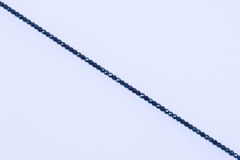 Strang Hematite, blau, Kugel facettiert, 5mm, 40cm