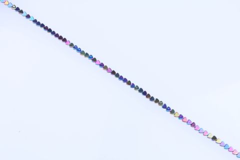 Strang Hematite, bunt regenbogen, Herz, 6mm, 40cm