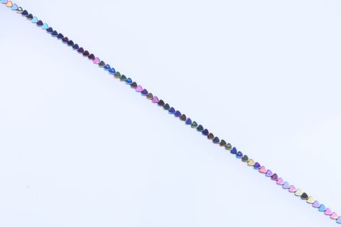 Strang Hematite, bunt regenbogen, Herz, 6mm, 40cm