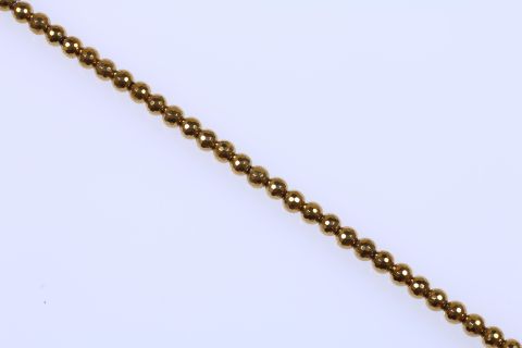 Strang Hematite, gold, Kugel facettiert, 10mm, 39cm