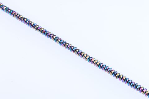 Strang Hematite, bunt regenbogen, Rondell, facettiert, 3x6mm, 40cm