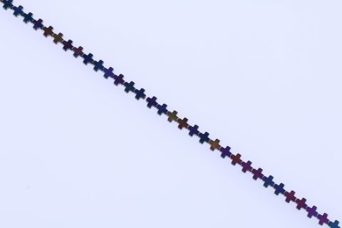 Strang Hematite, regenbogen bunt, Kreuz, 8mm, 39cm