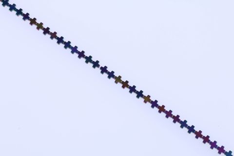 Strang Hematite, regenbogen bunt, Kreuz, 8mm, 39cm