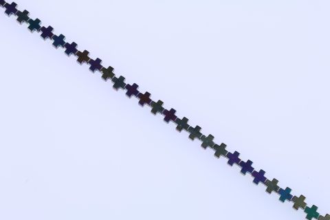 Strang Hematite, regenbogen bunt, Kreuz, 10mm, 40cm