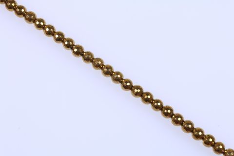 Strang Hematite, gold, Kugel facettiert, 12mm, 40cm