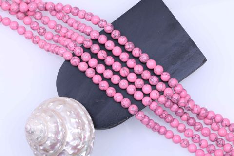 Strang Howlite, rosa grau, Kugel, 10mm, 40cm