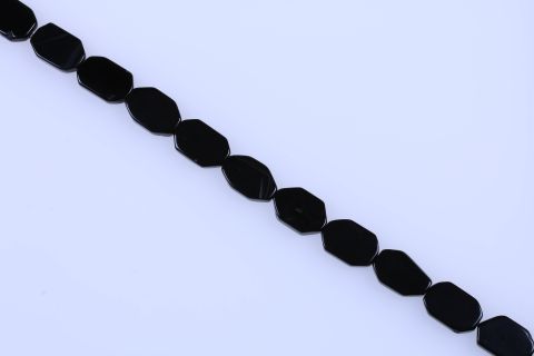 Strang Onyx, schwarz, oval flach kantig, 20x30mm, 40cm