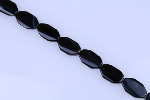 Strang  Onyx, schwarz, Oval kantig, 23x40mm, 40cm