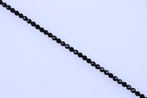Strang Onyx, schwarz, Kugel facettiert, 10mm, 39cm