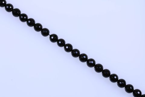 Strang Onyx, schwarz, Kugel facettiert, 18mm, 39cm