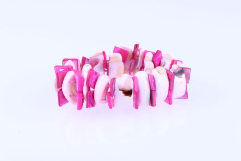 Armband Muschel, pink weiß, 25mm,