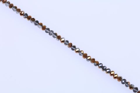 Strang  Glas, grau gold, Rondell facettiert, 8x10mm, 53cm