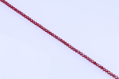 Strang  Glas, rot bedampft, Rondell facettiert, 6x8mm, 40cm