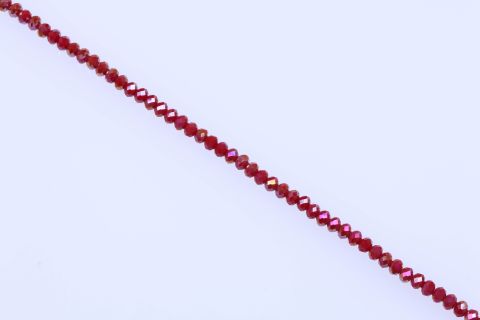 Strang Glas, rot dunkel, Rondell facettiert, 6x8mm, 42cm