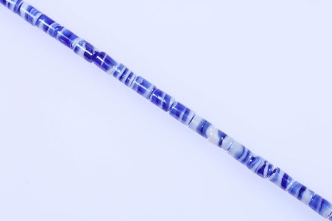 Strang  Glas, blau weiß, Walze, 10x16mm, 40cm