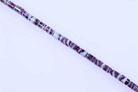 Strang  Glas, lila weiß, Walze, 10x16mm, 40cm