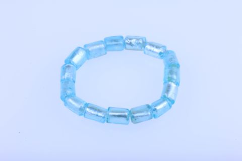 Armband Glas, blau hell, Fass, 9x13mm