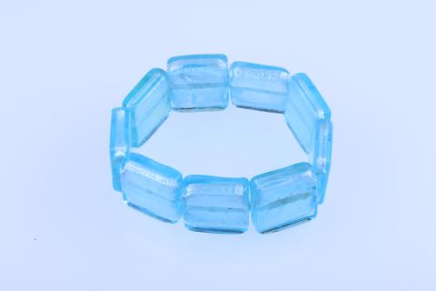 Armband Glas, blau hell, Rechteck, 21x25mm