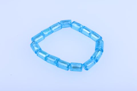 Armband Glas, blau türkis, Fass, 9x13mm,