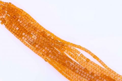 Strang  Glas, orange, Würfel, 6mm, 35cm