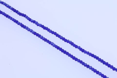 Strang Glas, blau matt bedampft, Rondell, facettiert, 2x3mm, 40cm