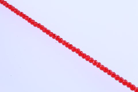 Strang Glas, rot klar, Rondell facettiert, 3x4mm, 39cm