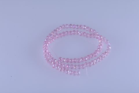 Strang Glas, pink, Rondell facettiert, 4x6mm, 47cm