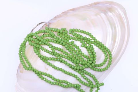 Strang  Glas klar ,rondell facetiert,grün apfel,42 cm,4x6 mm