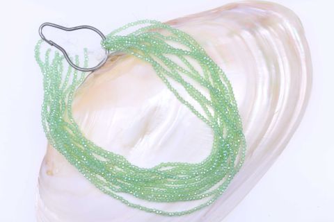 Strang  Glas, grün, Rondell facettiert, 2x3mm, 39cm
