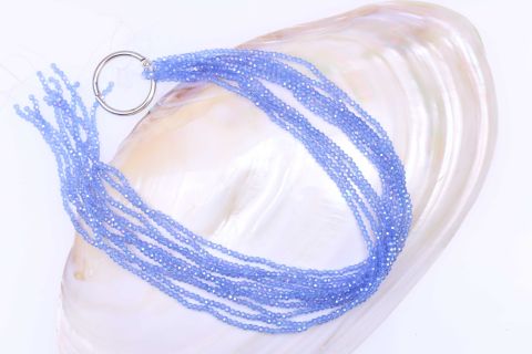 Strang  Glas, blau bunt, Rondell facettiert, 2x3mm, 41cm