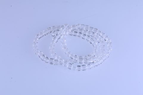 Strang  Glas, weiß transparent, Würfel facettiert, 6X6mm, 57cm