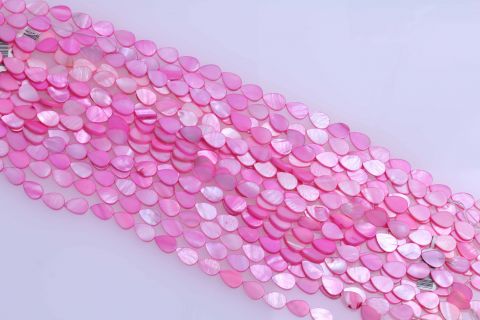 Strang Muschel, pink, tropfen, 10x14mm, 40cm