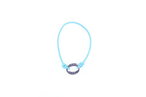 Armband Gummi mit Ring oval, blau hell, oval, 17x20mm, 17cm